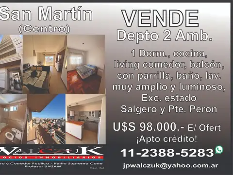 Hermoso Departamento 2 ambientes en San Martin