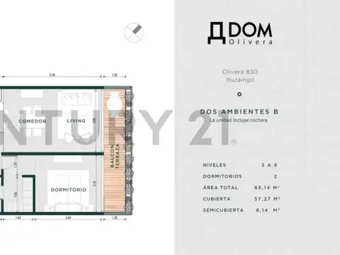 Departamento en Venta de 1 dormitorio