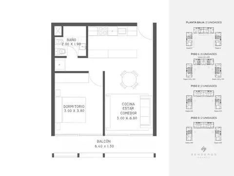 Departamento en Venta de 1 dormitorio