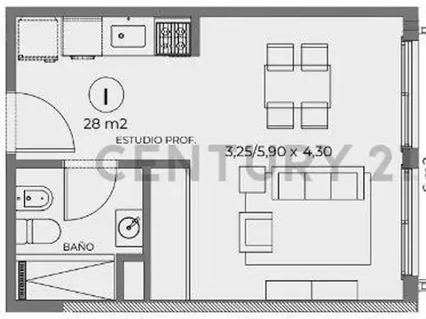 Departamento en Venta de Monoambiente