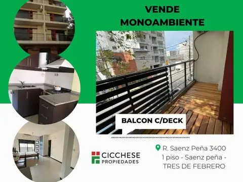 Venta Monoambiente Fte C/balcon Y Deck -  Apto Crédito.