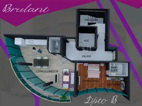 Departamento 2 ambientes con 1 baño