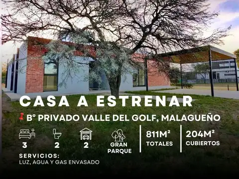 Venta Casa 3 Dormitorios A Estrenar En Country Valle Del Golf -  Malagueño