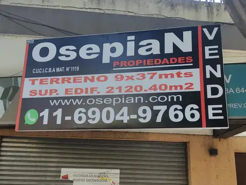 Terreno en Venta 9  mts Frente