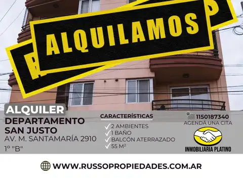 Alquiler departamento San Justo 2 ambientes