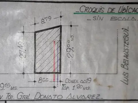 Terreno en Venta 8  mts Frente