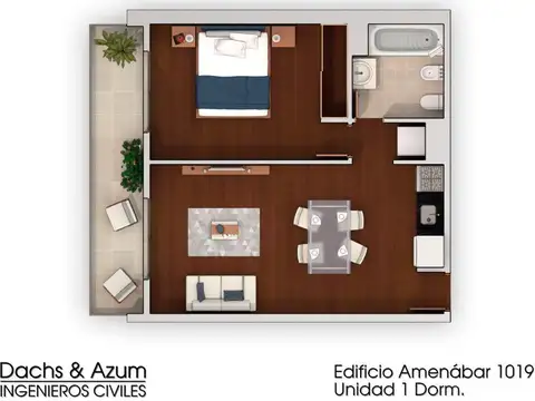 Departamento en Venta de 1 dormitorio