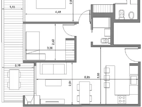 Departamento en Venta de 3 ambientes