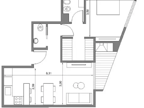 Departamento en Venta de 2 dormitorios