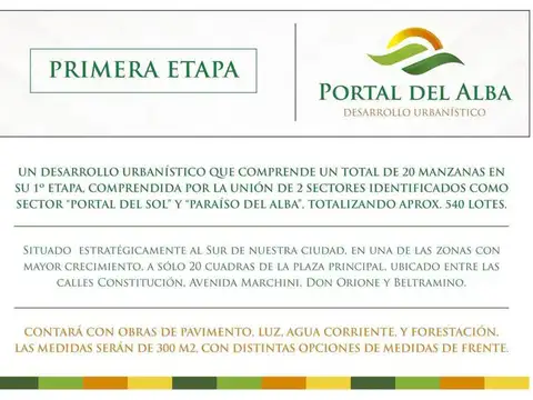 Loteo Portal del Alba