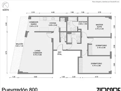 Departamento en Balvanera Piso al frente de 4 Ambientes .