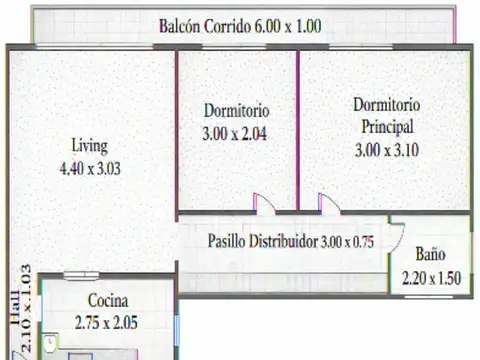 Departamento 3 ambientes con 1 baño