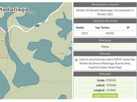 Campo 47 hs  para agricultura  en Madariaga  "El Saquito"