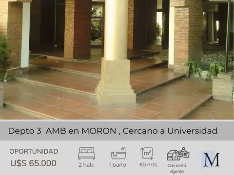 Departamento de 3 ambientes cercano a Universidad