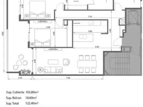 Departamento de 3 AMB en venta a estrenar (piso entero)