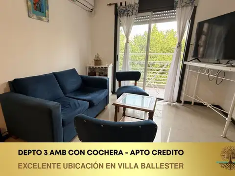 depto 3 ambientes con cochera apto credito en villa ballester centro