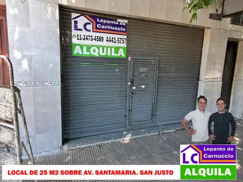 LOCAL EN ALQUILER. SOBRE AVENIDA SANTAMARÍA AL 2.500 EN SAN JUSTO.