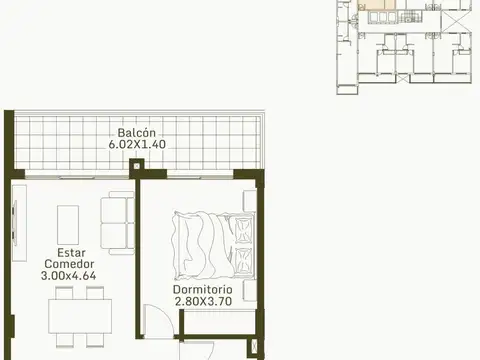 Departamento en Venta de 1 dormitorio