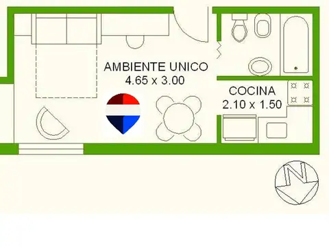 MONOAMBIENTE EN ALQUILER POMPEYA AL FRENTE BALCON