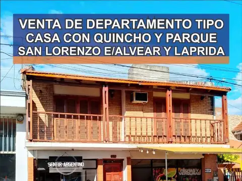 Departamento tipo casa en planta alta con parque y quincho