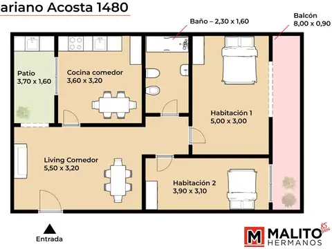 Depto Tipo Casa en Venta de 3 ambientes