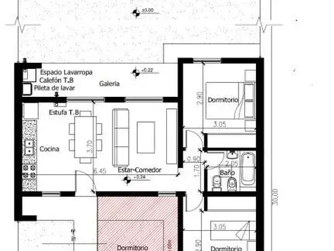 Casa 4 ambientes con 1 baño
