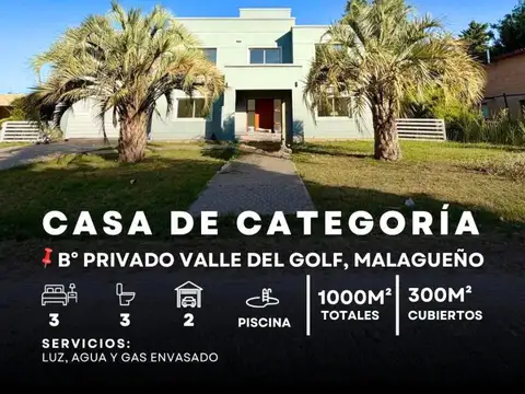 Venta Exclusiva Casa De Categoría 3 Dormitorios y Pileta Climatizada En Valle Del Golf - Malagueño