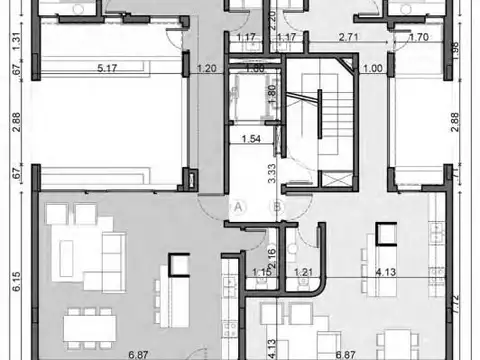 Departamento 2 ambientes con 2 baños