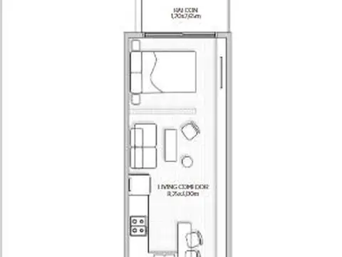 Departamento Monoambiente con 1 baño