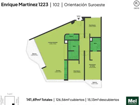 Enrique Martinez 1200, Piso 1°