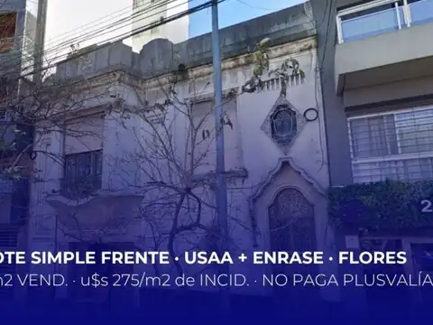 Venta Terreno USAA . Lote Simple Frente . Flores . Floresta
