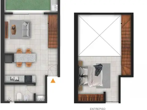 Departamento 2 ambientes con 1 baño