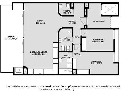 Departamento 3 ambientes con 2 baños