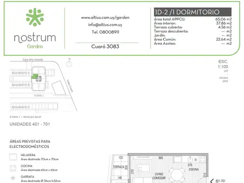VENTA APARTAMENTO 1 DORMITORIO NOSTRUM GARDEN