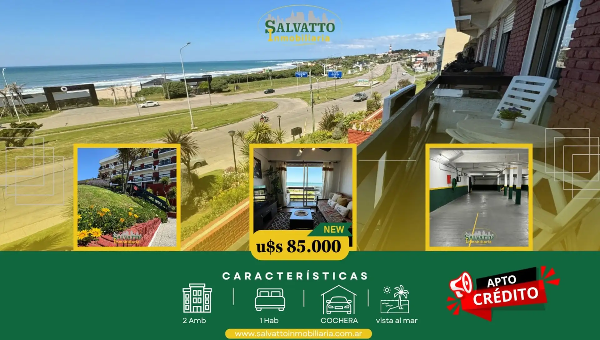 Departamento frente al mar con cochera en Punta Mogotes