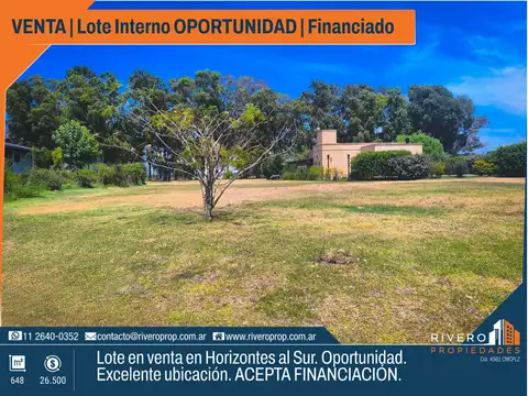 Venta - Lote Interno Financiado - Horizontes al Sur