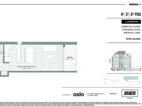 Departamento 2 ambientes con 1 baño