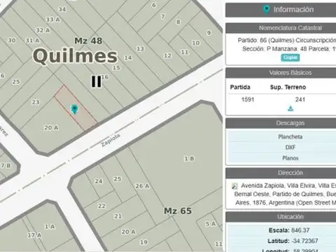 Terreno en Venta en Bernal Oeste, USD 53.000