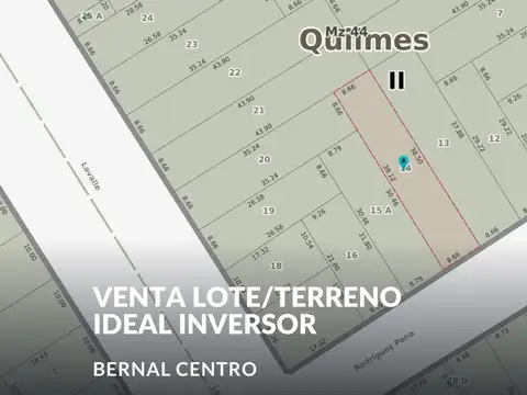 VENTA LOTE TERRENO BERNAL CENTRO IDEAL INVERSOR