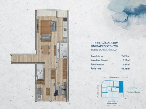 VENTA Apartamento POCITOS 2 dormitorios con balcón
