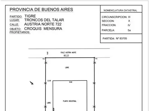 Terreno en Venta 65  mts Fondo