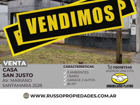 Venta casa 3 ambientes San Justo