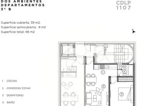 Departamento en Venta de 2 ambientes