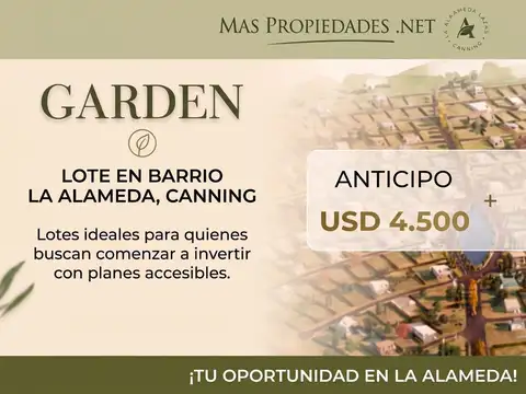 Venta Terreno / Lote en La alameda Canning Anticipo y 60 cuotas