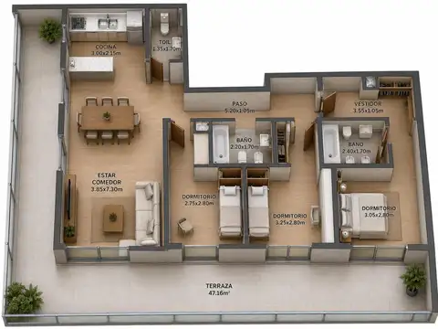 Departamento en Venta de 3 dormitorios