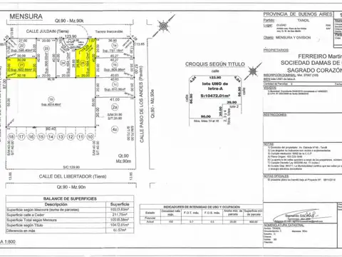 Terreno en Venta 20  mts Frente