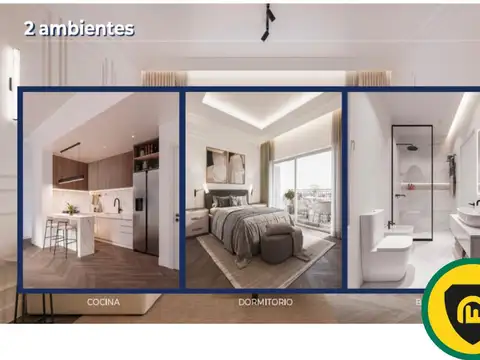 Departamento 2 ambientes con 1 baño