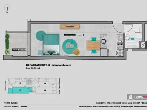 Departamento Monoambiente con 1 baño