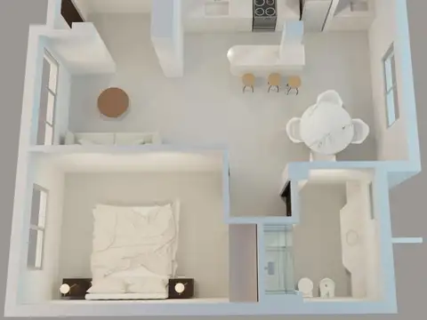 Departamento 2 ambientes con 1 baño