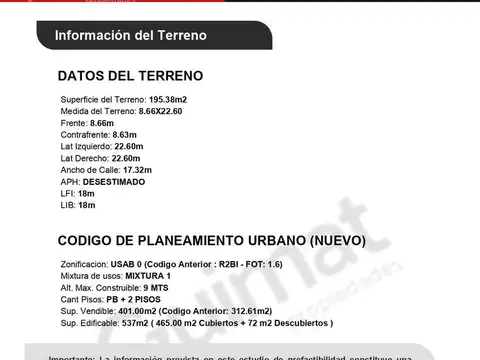 Terreno en Venta de 195,0 m2